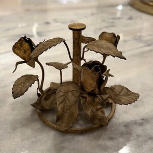 Vintage Metal Rose Candle Holder